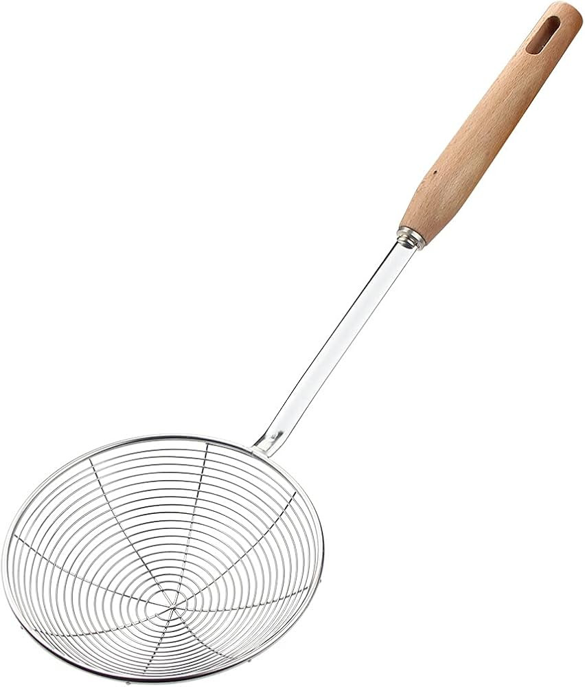 Spider Strainer, Cooking Spider, 5.3 Inch Spider Strainer Skimmer, Strainer with Wood Handle, Fry... | Amazon (US)