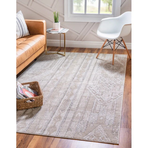Cato Geometric Area Rug in Tan | Wayfair North America