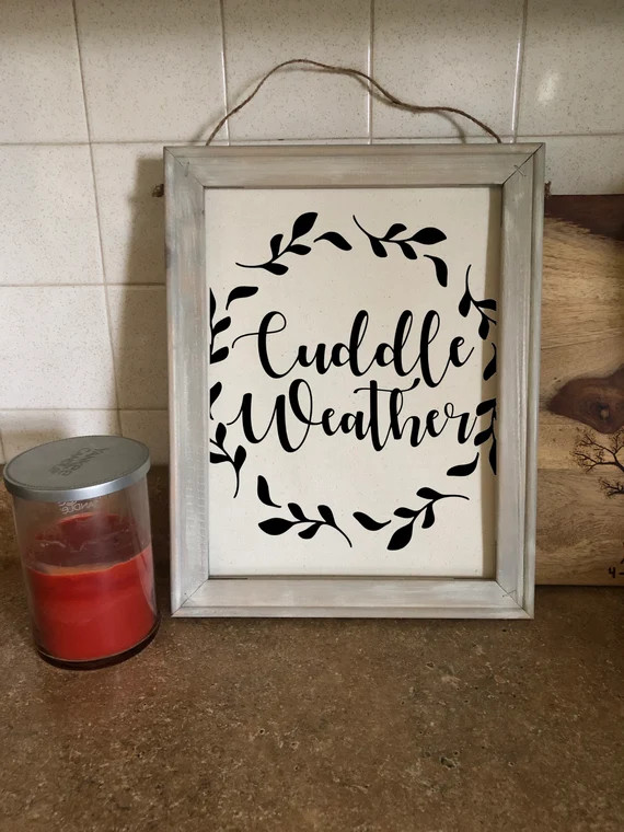 Framed Fall Decor "Cuddle Weather" Farmhouse Country Rustic Decor Canvas Sign *Handmade Customiza... | Etsy (US)