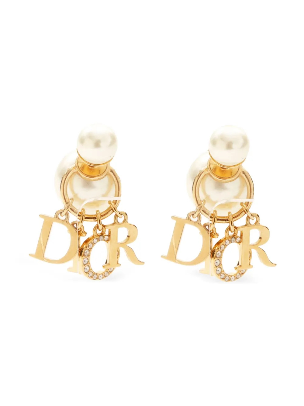 Christian Dior Pre-Owned 2019-2020s Pearl Rhinestone swing earrings - Gold | Farfetch Global