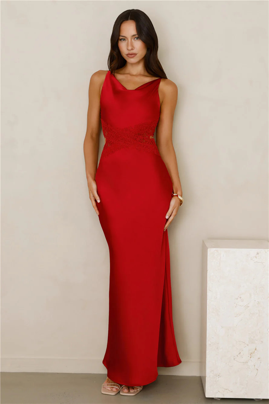 Satin Embrace Maxi Dress Red | Hello Molly (US)