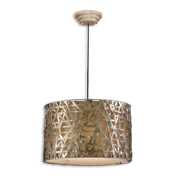 Uttermost Alita 3-light Champagne Metal Drum Pendant | Bed Bath & Beyond