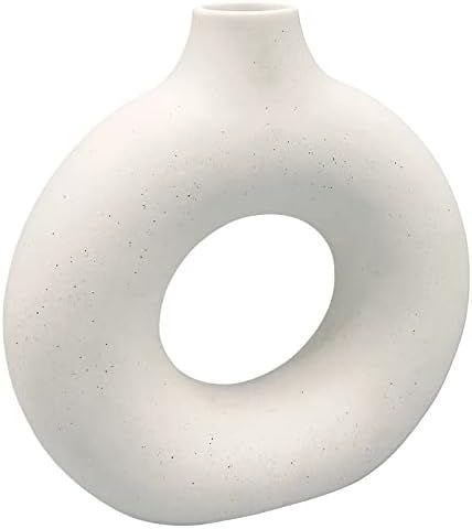 White Ceramic Vase - for Modern Home Decor,Round Matte Pampas Flower Vases Minimalist Nordic Boho... | Amazon (US)