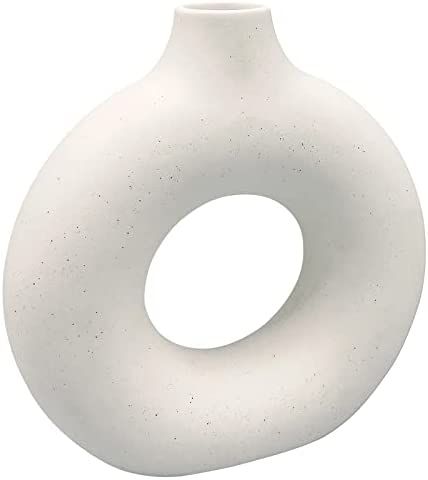 Amazon.com: White Ceramic Vase - for Modern Home Decor,Round Matte Pampas Flower Vases Minimalist... | Amazon (US)