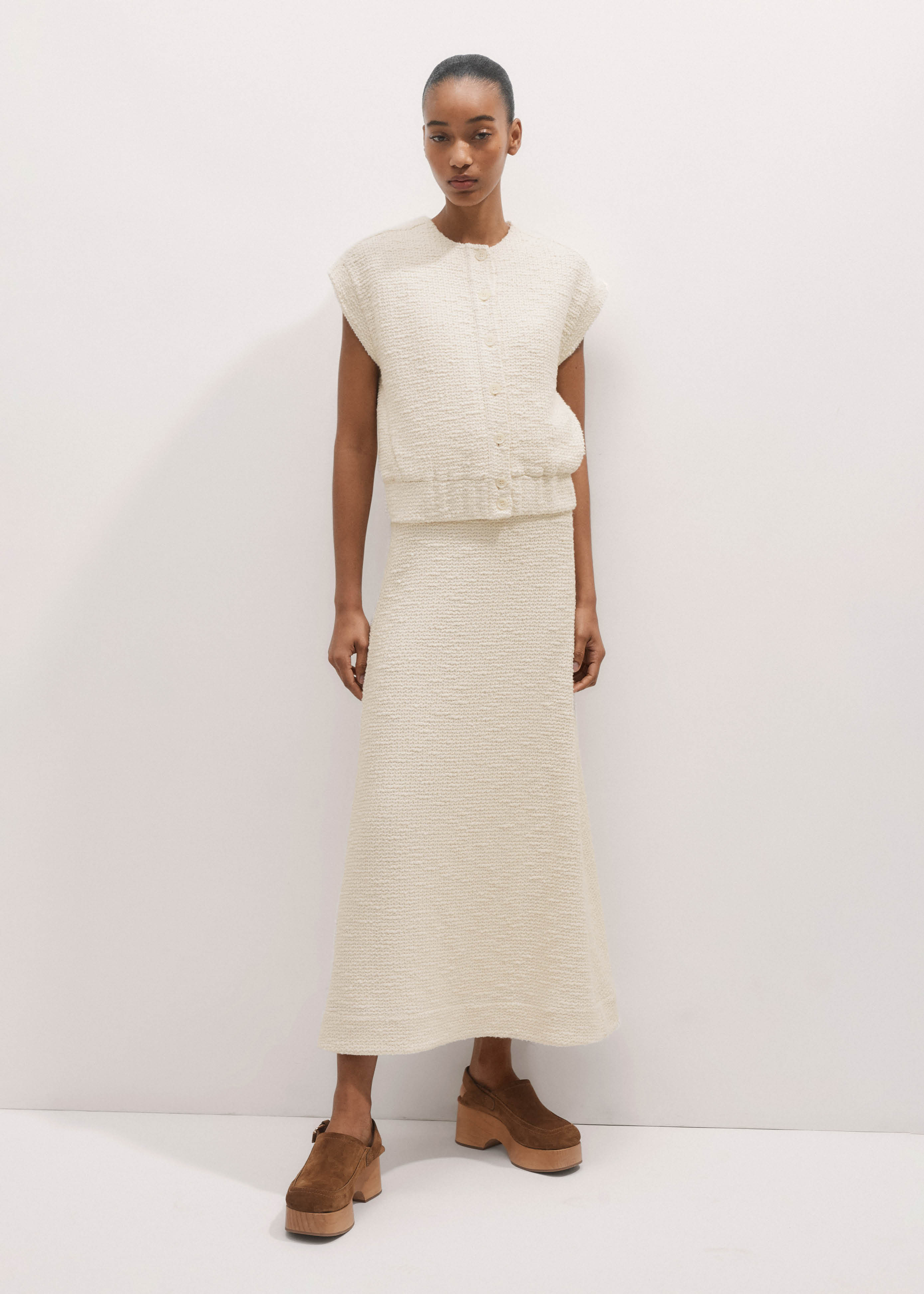 Boucle Textured Sleeveless Bomber + Skirt Co-ord | ME+EM US