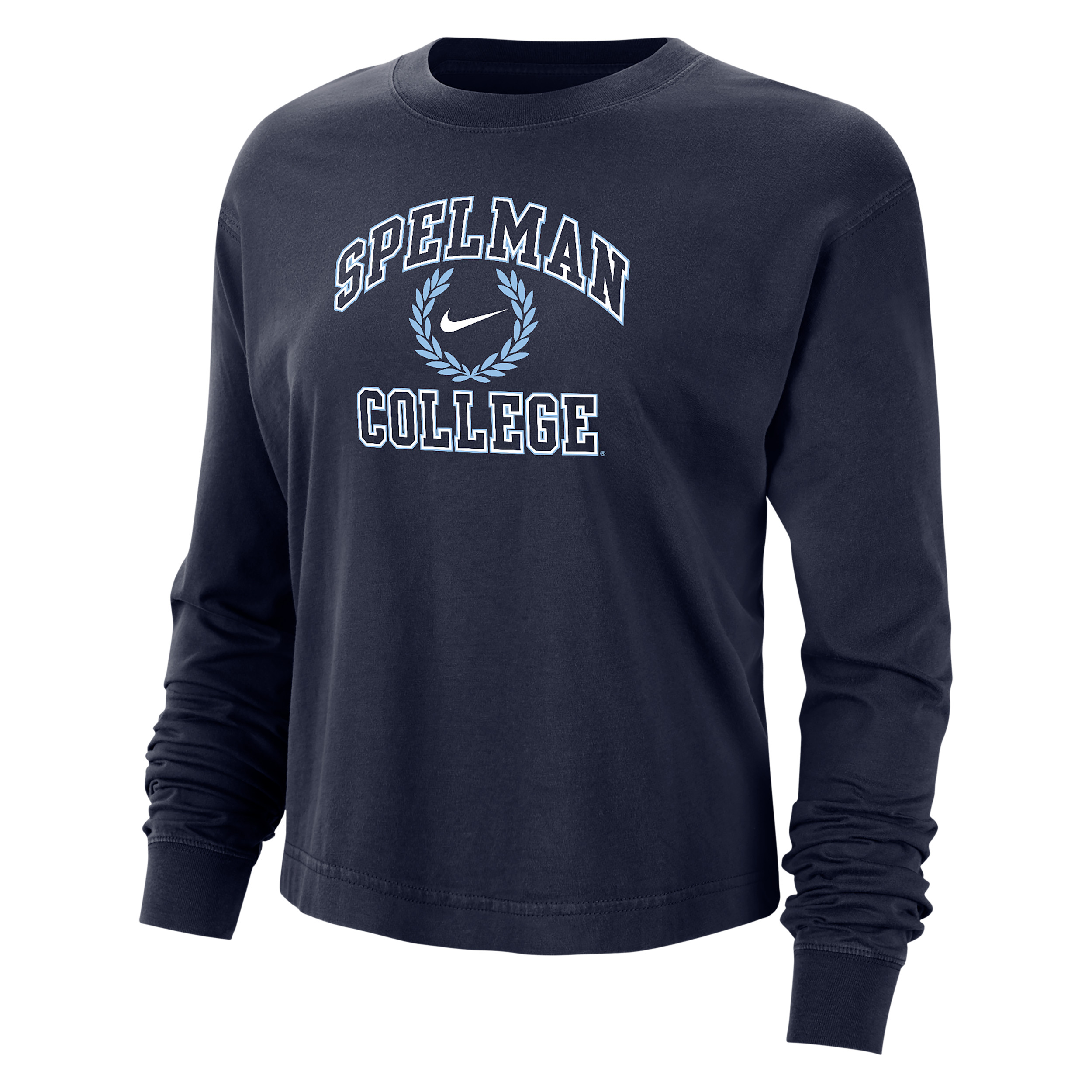 Spelman Nike Women's College Boxy Long-Sleeve T-Shirt in Blue | ZWFB8933P991-SP2 | Nike (US)