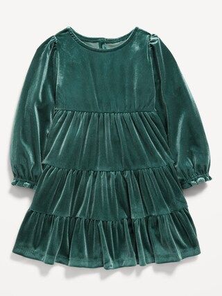 Long-Sleeve Tiered Velvet Dress for Toddler Girls | Old Navy (US)