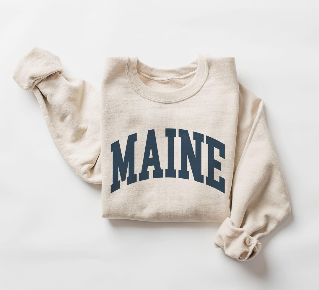 Maine Sweatshirt, East Coast Pullover, Vintage Varsity Aesthetic, Trendy Travel Destination Gift,... | Etsy (US)