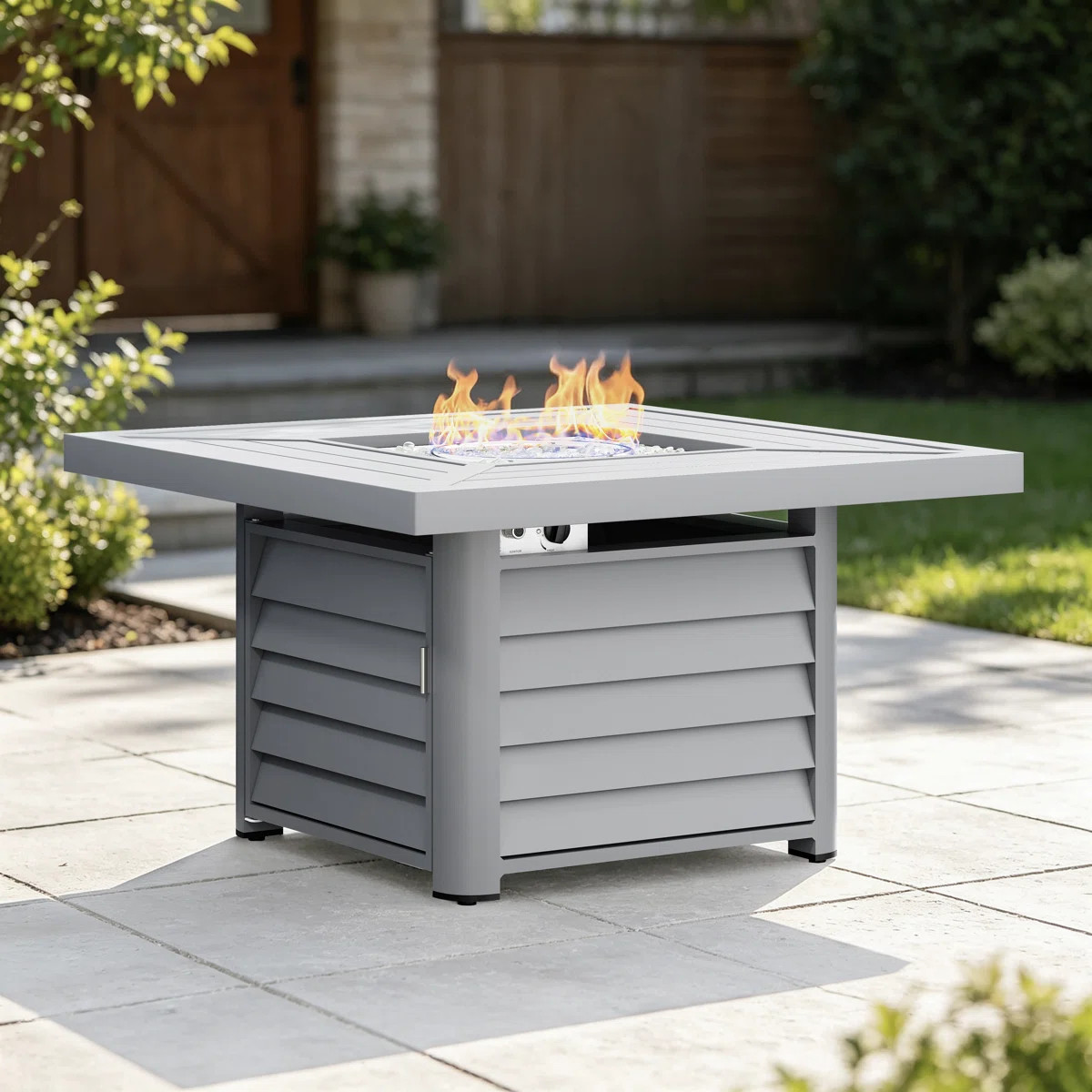 Baecher Aluminum Propane Outdoor Fire Pit Table with Hidden Fuel Tank Storage & Lid | Wayfair North America