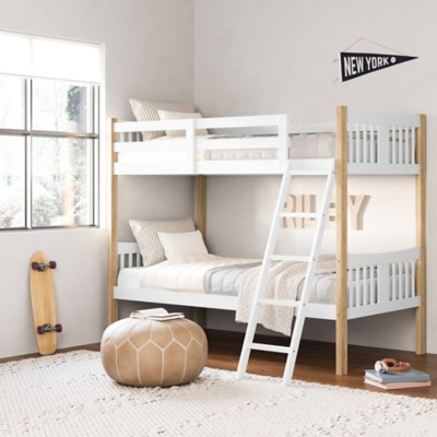 Storkcraft Caribou Twin-over-Twin Bunk Bed, White/Natural | Ashley Homestore