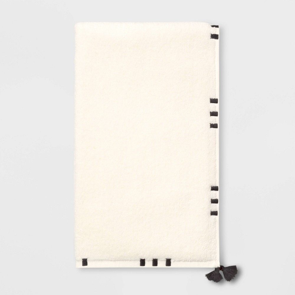 Embroidered Hem Hand Towel Black/Cream - Opalhouse | Target