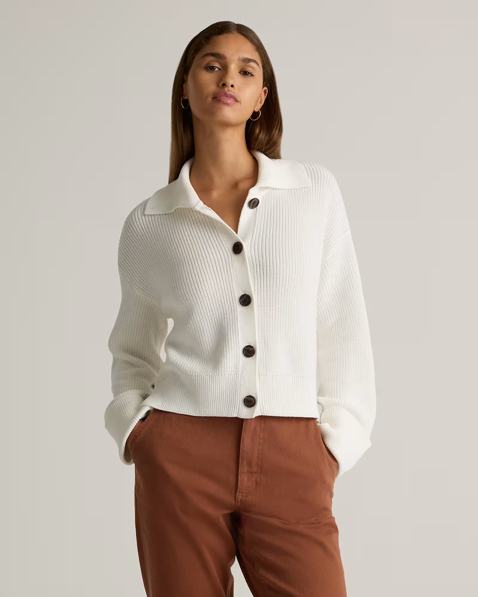 100% Organic Cotton Fisherman Collared Cardigan | Quince