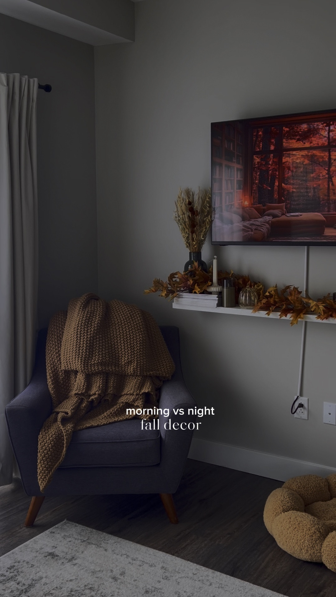 cozy fall decor morning vs. night 🤎🕯️ 

#LTKSeasonal #LTKVideo #LTKHome