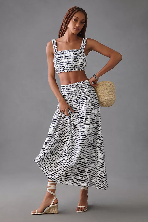 Sophie Rue Indy Smocked Skirt By Sophie Rue in Blue Size XS | Anthropologie (US)