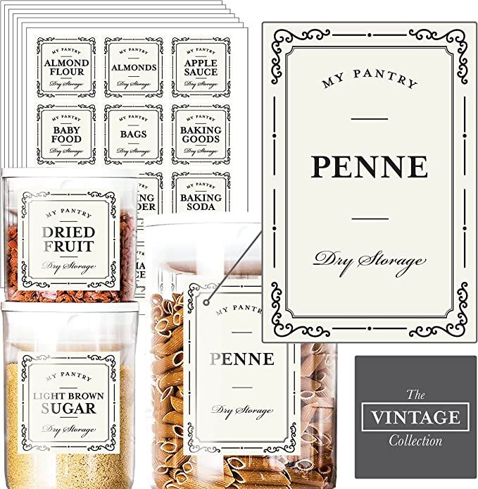 JUMIJU Vintage Collection 194 Pantry Labels | Waterproof Labels for Food Containers | Kitchen Lab... | Amazon (US)