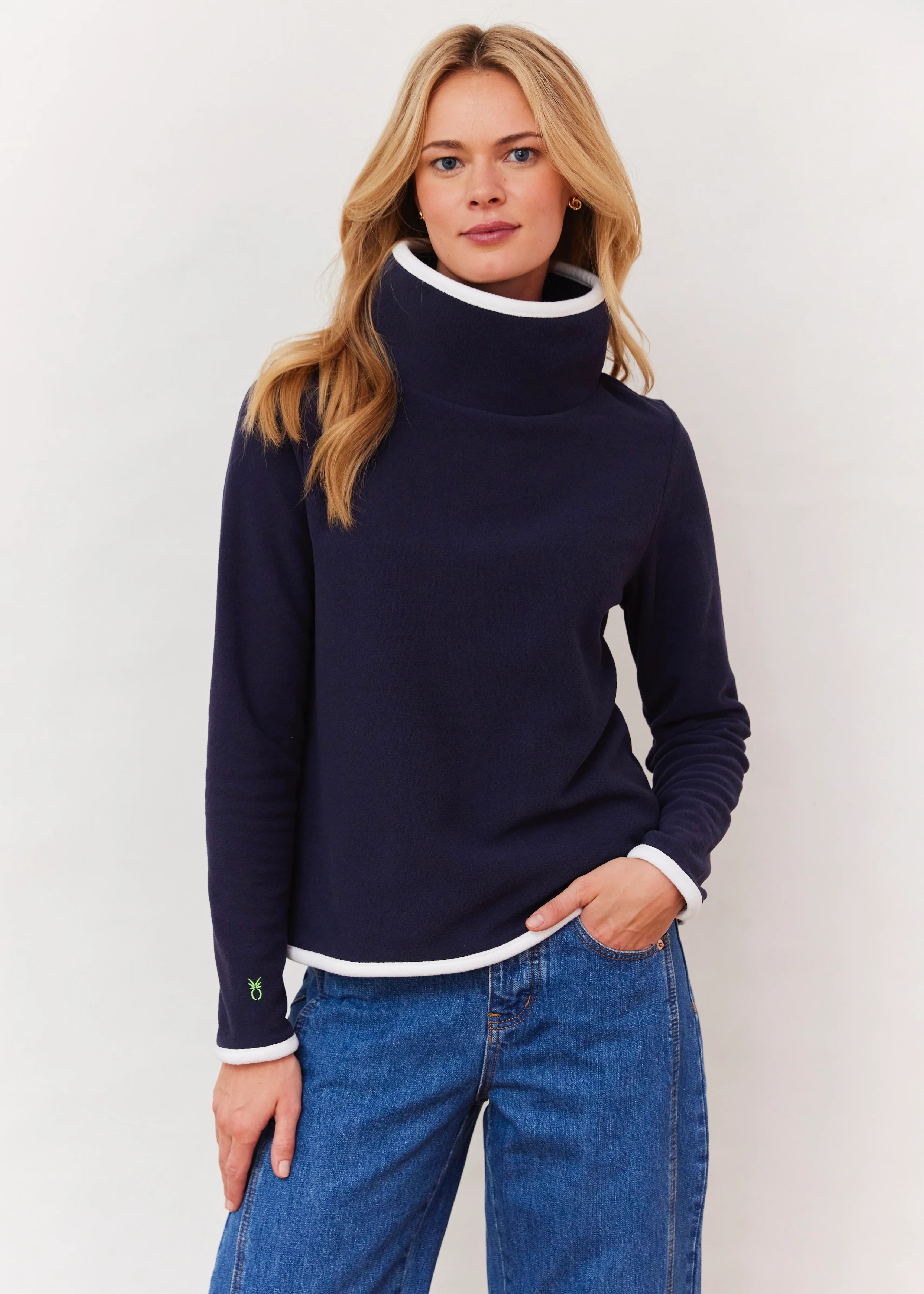 Park Slope with Tipping in Terry Fleece (Navy/White) | Dudley Stephens
