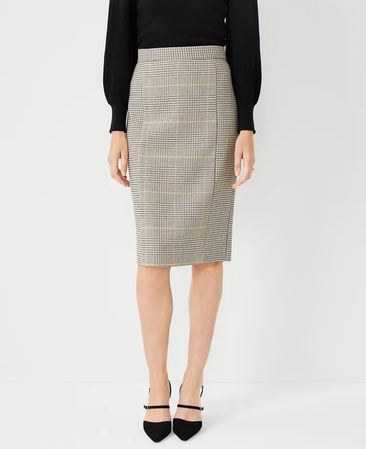 Glen Check Seamed Pencil Skirt | Ann Taylor (US)