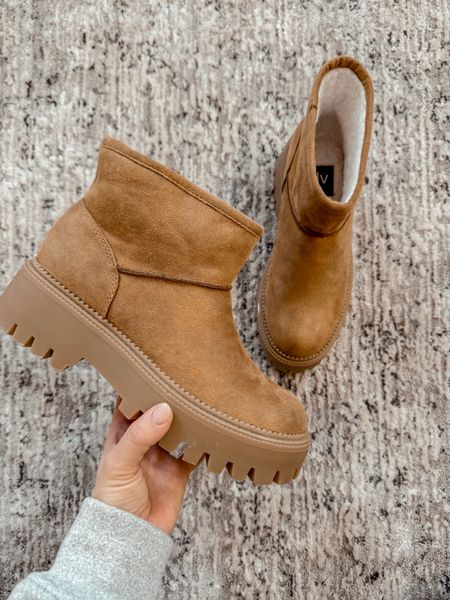 The cutest chunky ankle boots! Sherpa lined for warmth 😍 cute booties for winter 

#LTKSeasonal #LTKshoecrush #LTKfindsunder50
