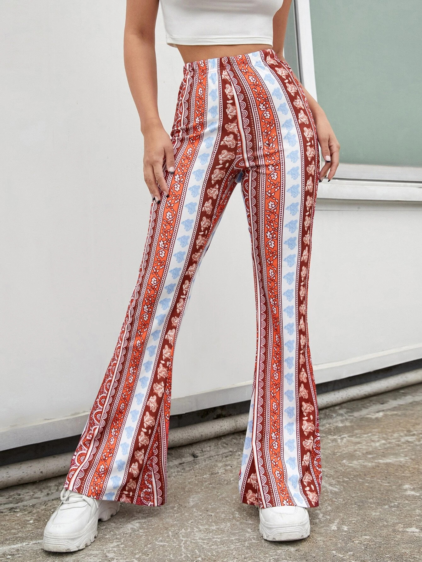 Floral Print Flared Leg Pants | SHEIN