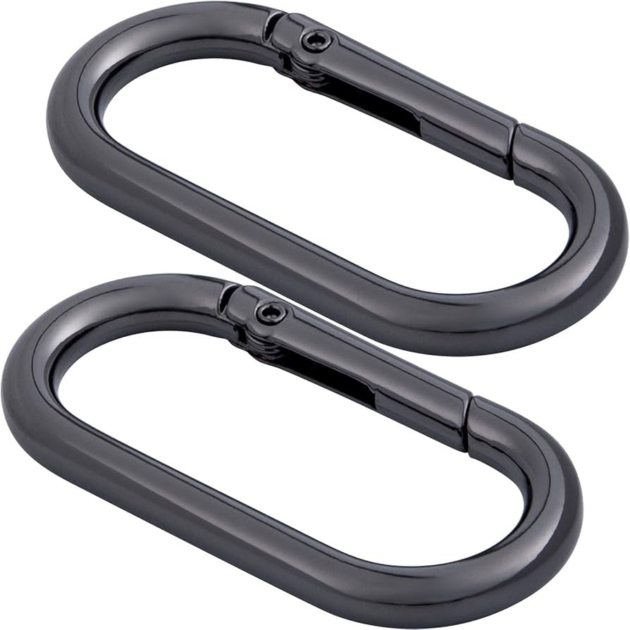 2 PCS Oval Spring Ring Clips, Black Metal Keyring Purse Clip, Heavy Duty Opening O Ring Carabiner... | Amazon (US)