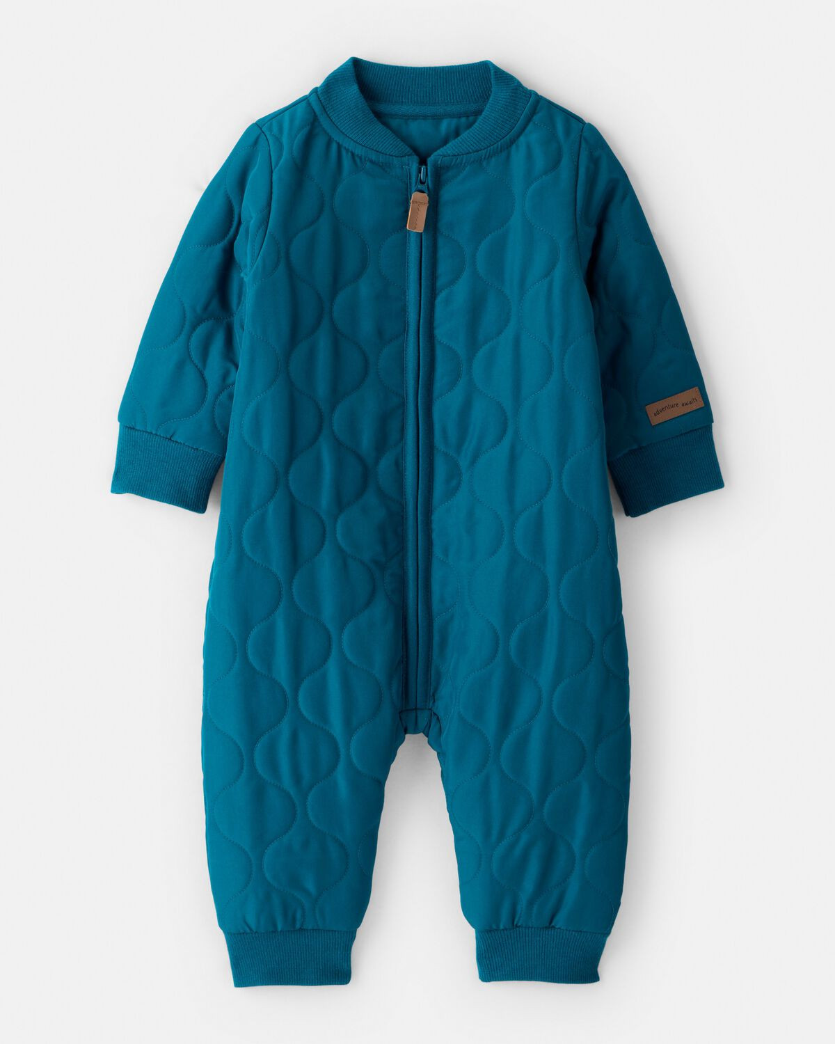 Baby Boy Quilted Long-Sleeve Jumpsuit - Blue | Carter's Inc
