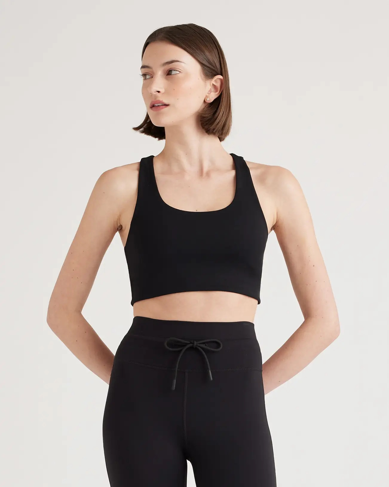 Ultra-Form Scoop Neck Longline Bra in Black | Quince