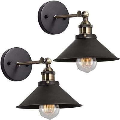 JACKYLED UL Antique Vintage Wall Sconces, Hardwired Industrial Wall Sconce, 240 Degree Adjustable Bl | Amazon (US)