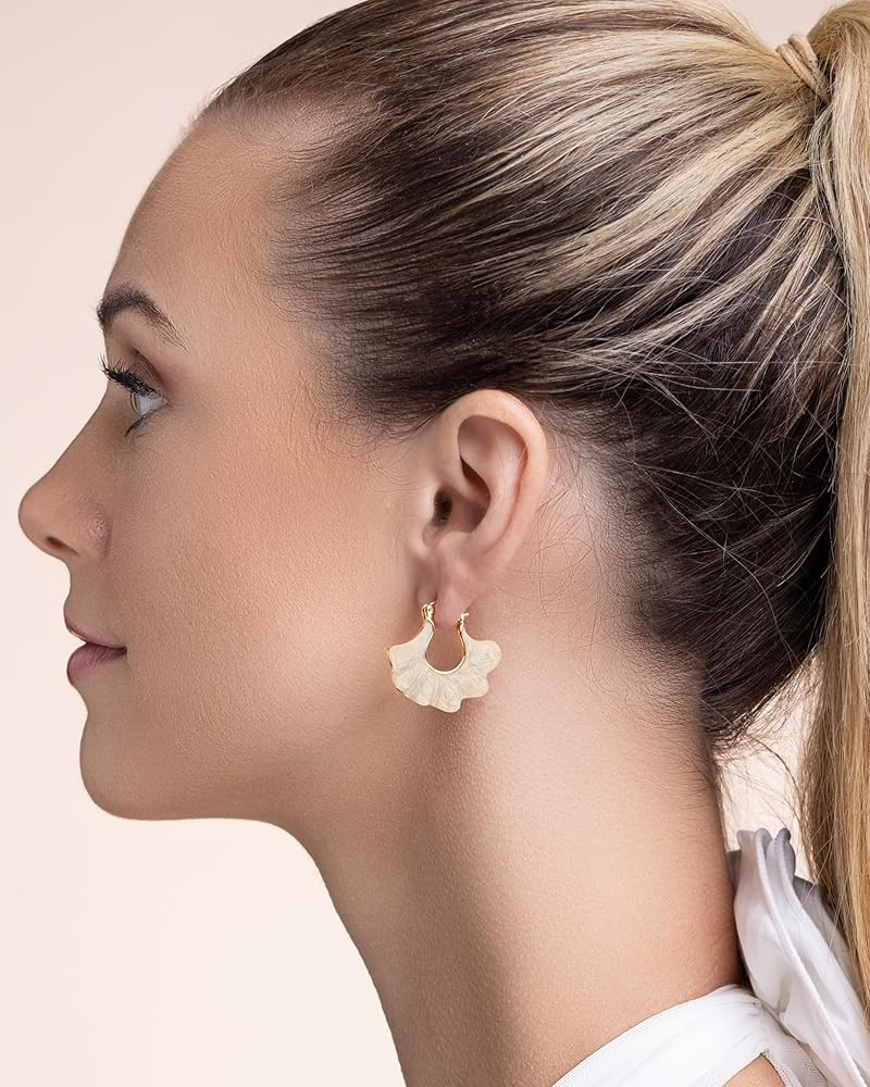 SNGIA 18K gold plated White Cream Enamel Flower Stud Statement Earrings for Women by SNGIA, Daint... | Amazon (US)