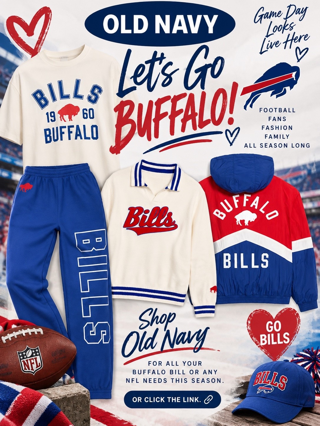 🏈 Let’s Go Buffalo! ❤️💙

Football season is here! Shop Old Navy for all your Buffalo Bills gear and NFL favorites this season. From game day looks to cozy fan essentials, they’ve got the whole family covered!

🏈 Shop Old Navy or click to shop!

#BuffaloBills #BillsMafia #GoBills #GameDayStyle #NFLFashion #OldNavy #BuffaloNY #FootballSeason

#LTKU #LTKActive #LTKootd