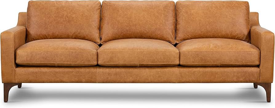POLY & BARK Sorrento Leather Couch – 86-Inch Leather Sofa with Tufted Back - Full Grain Leather... | Amazon (US)