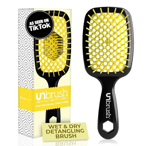 FHI Heat UNbrush Detangling Brush for Pain-Free Brushing on All Wet or Dry Hair Types — Durable DuoFlex Anti-Static Bristles, Lightweight Handle, Vented Hair Brush, Sunburst | Amazon (US)