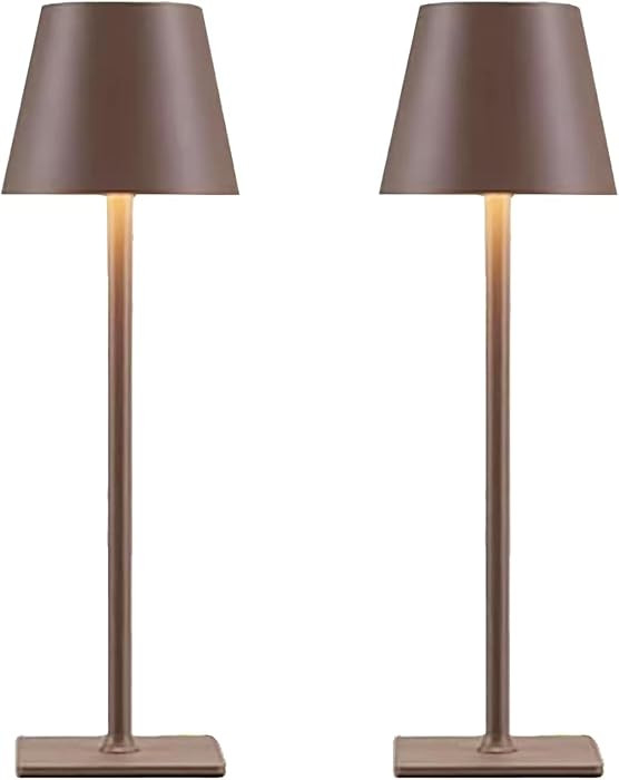 Brown Cordless Table Lamps Set of 2,Vintage Rechargeable Lamp for Restaurant Dinner Dining Kitche... | Amazon (US)