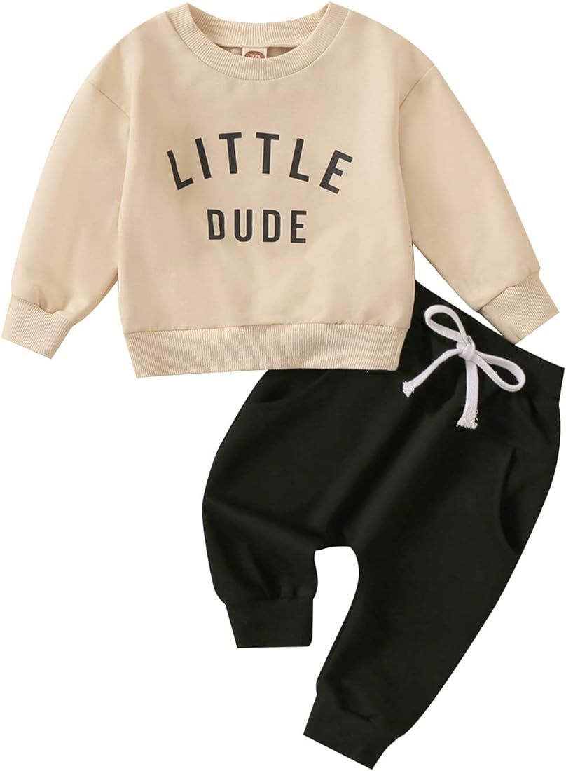 Murnouche Toddler Baby Boy Fall Winter Outfits Letter Crewneck Sweatshirt Casual Pants 2Pcs Cloth... | Amazon (US)