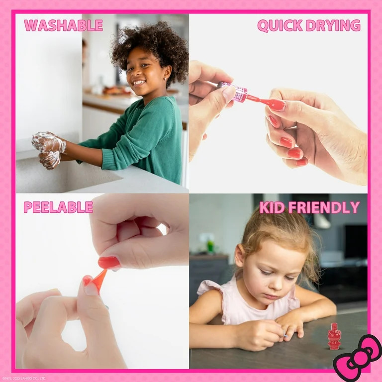 Hello Kitty 18 Pc Nail Polish Set, Water-Based, Non-Toxic, Peelable, Kids Girls Ages 3+ | Walmart (US)