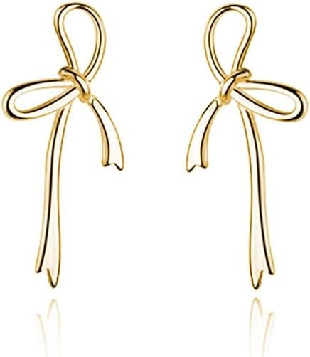 Reffeer Solid 925 Sterling Silver Bow Stud Earrings Ribbon for Women Teens Bowknot Stud Earrings ... | Amazon (US)