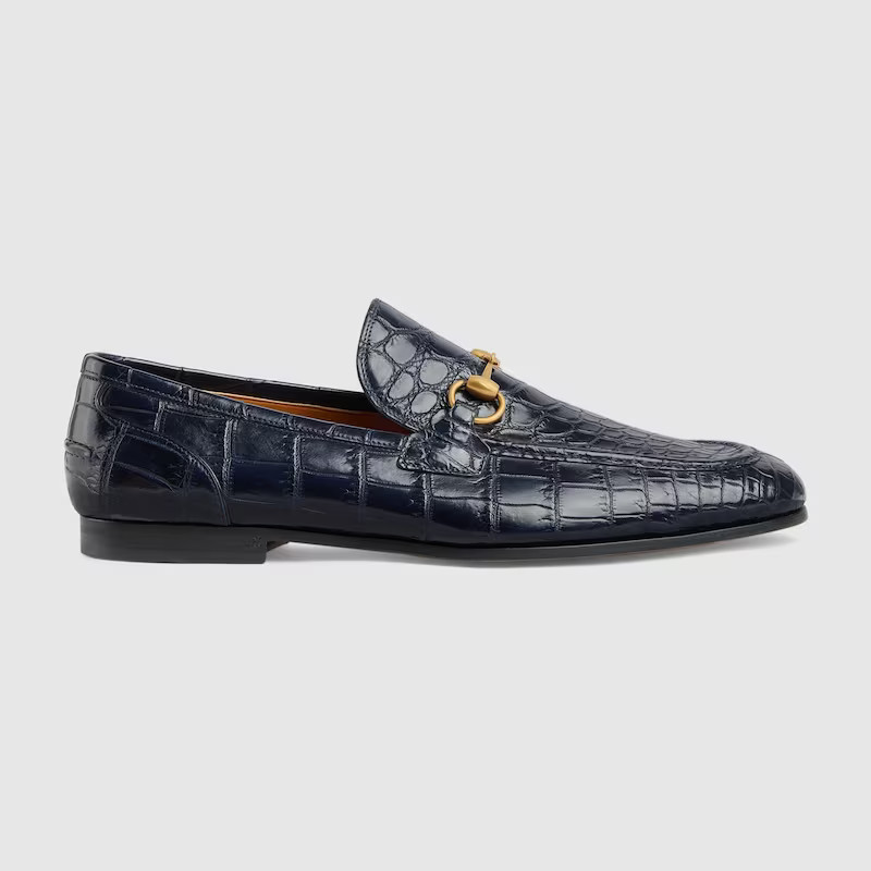 GUCCI Men's Gucci Jordaan Crocodile Loafer, Blue, Precious | Gucci (US)