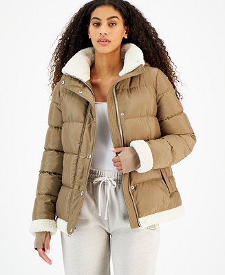 Women's Hooded Faux-Fur-Trim Puffer Coat, Created for Macy's | Macys (US)
