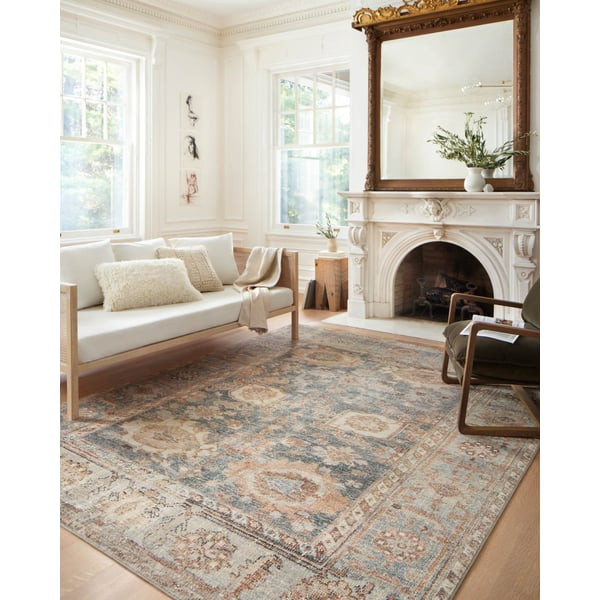 Margot feat. CloudPile (TM) MAT-03 Ocean/Spice Printed Area Rug | Rugs Direct