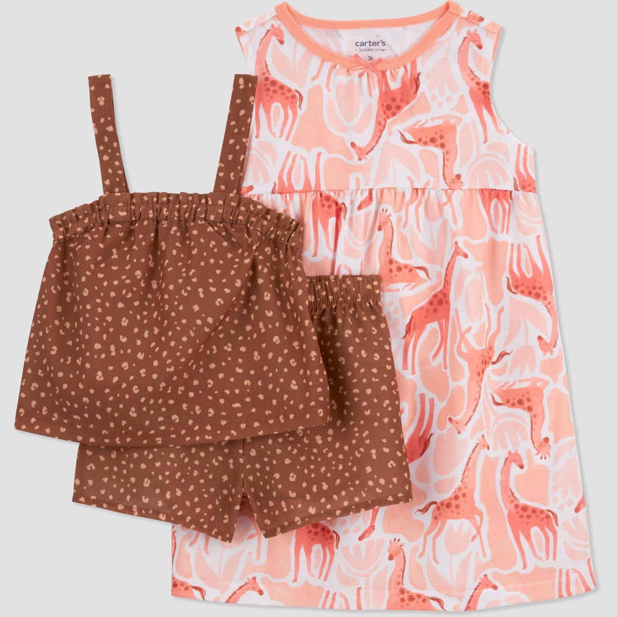 Carter's Just One You®️ Toddler Girls' 3pc Giraffe Gown Pajama Set - Pink | Target