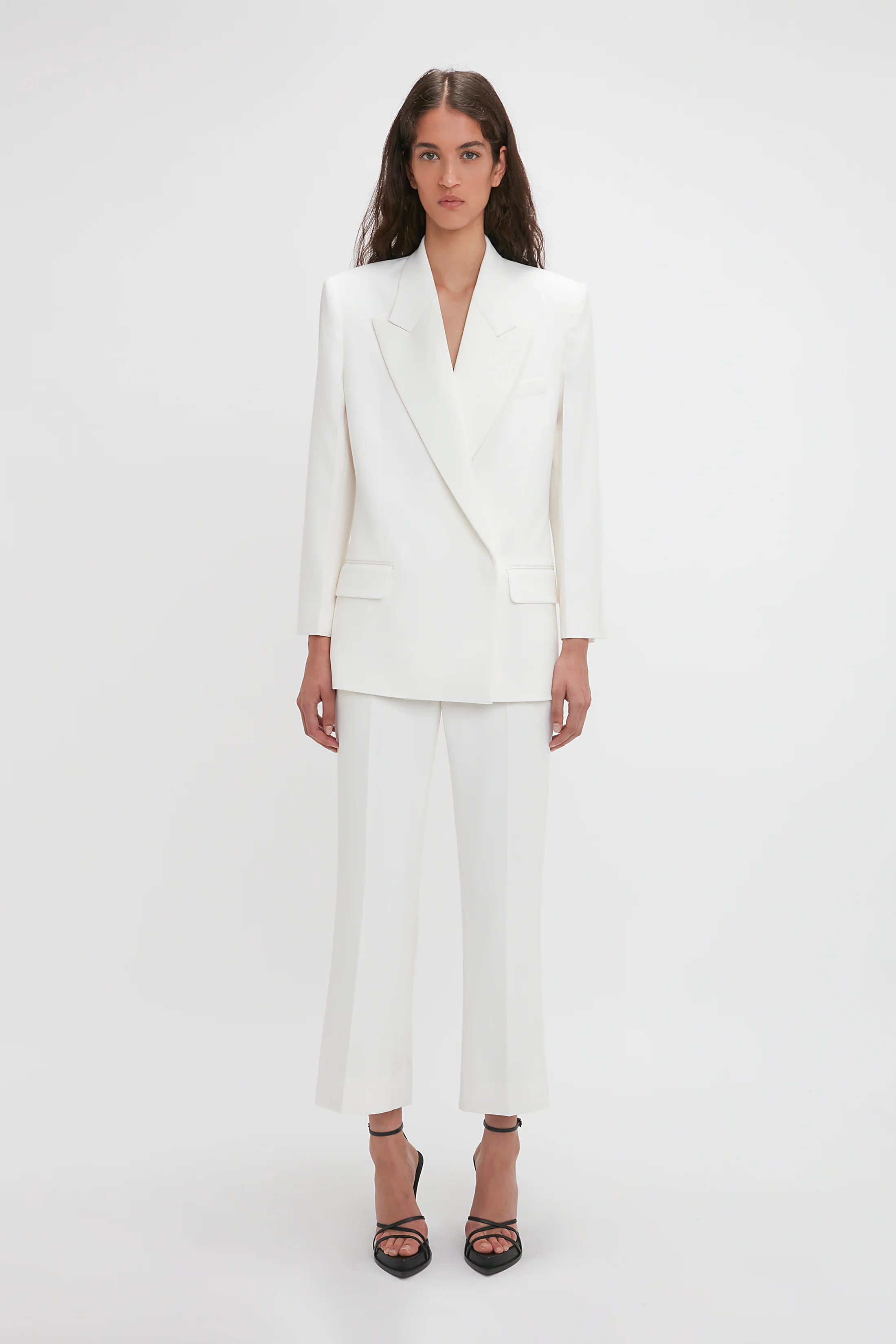 Double Breasted Tuxedo Jacket In Ivory | Victoria Beckham US