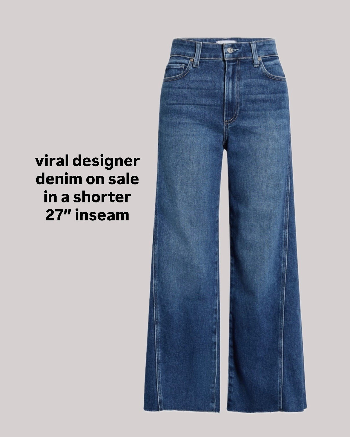 Paige Anessa jeans on sale - soft, stretchy wide leg denim with a twist seam. Linked the shorter 27” and longer 30” version too. 

These are not as wide or flared as the Mother lemon twist and a softer stretch fabric.