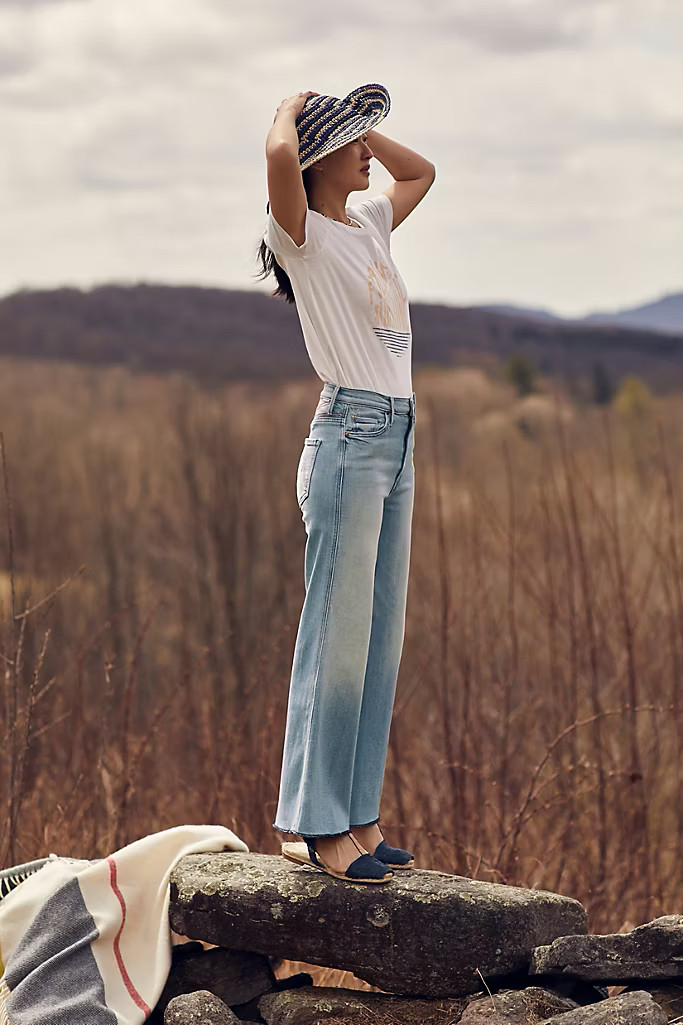 MOTHER The Roller Ultra High-Rise Sunburst Wide-Leg Jeans | Anthropologie (US)