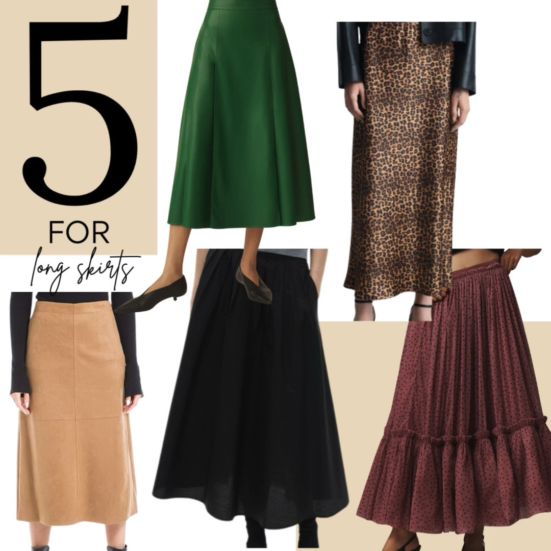 5 long skirts for fall

Maxi, midi, full skirt, suede, faux leather, leopard, animal print, green, black 

#LTKVideo #LTKWorkwear #LTKSeasonal