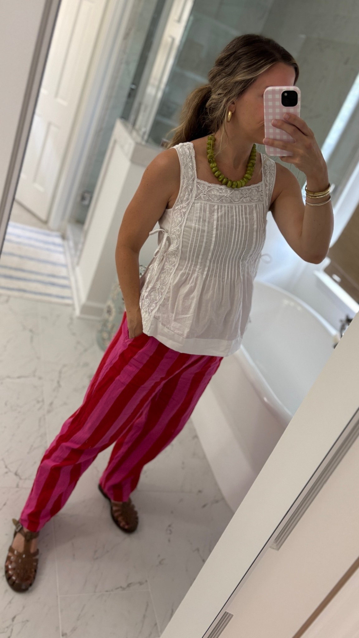 Gotta get creative with cute outfits at 34 weeks pregnant 😂 wearing a small in the top, pants are Chakeris ✨

#LTKBump #LTKmomlife #LTKootd