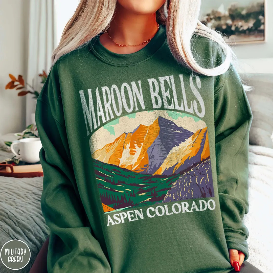 Maroon Bells Aspen Colorado Sweatshirt Aspen Crewneck Mountaineering Sweatshirt Mountain Climbing... | Etsy (US)