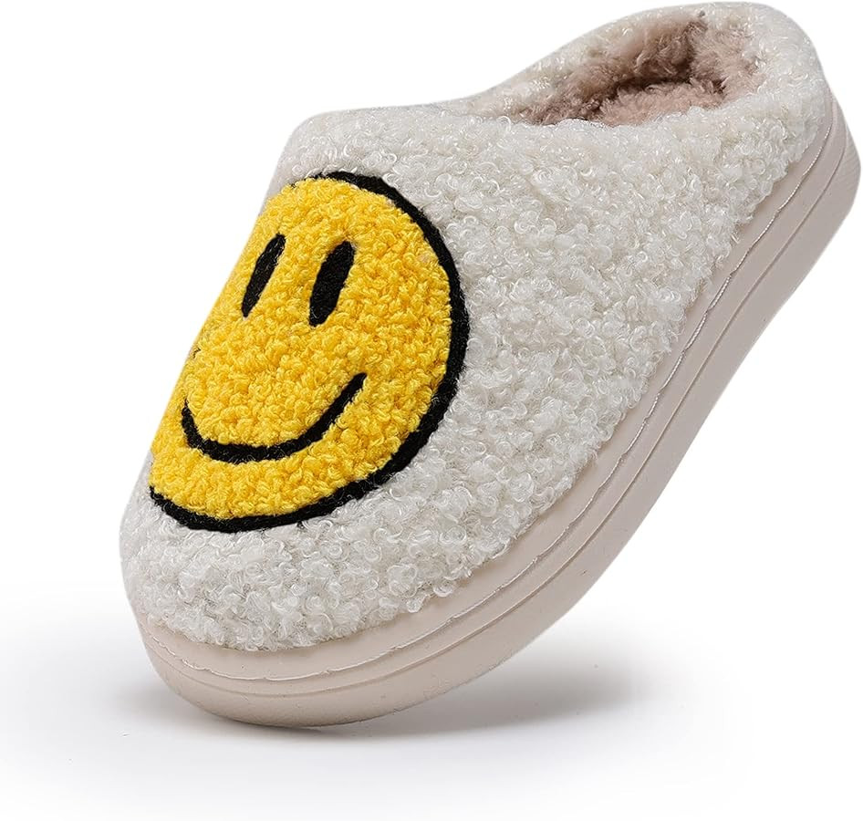Amazon.com: COVS Cute Kids Smile Face Slippers for Girls Boys Soft Plush Happy Face Slippers Non-... | Amazon (US)