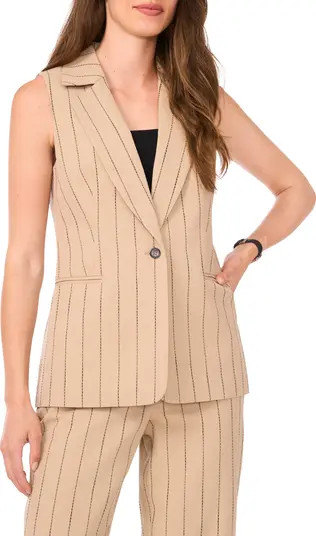 Halogen® Pinstripe Linen Blend Longline Vest | Nordstrom | Nordstrom