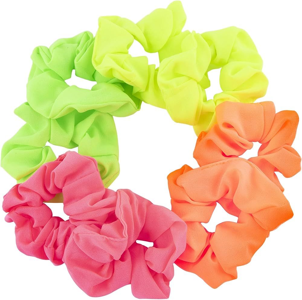 Framendino, 8 Pack Neon Color Solid Hair Scrunchies Elastic Hair Ties Chiffon Hair Bands Hair Scr... | Amazon (US)
