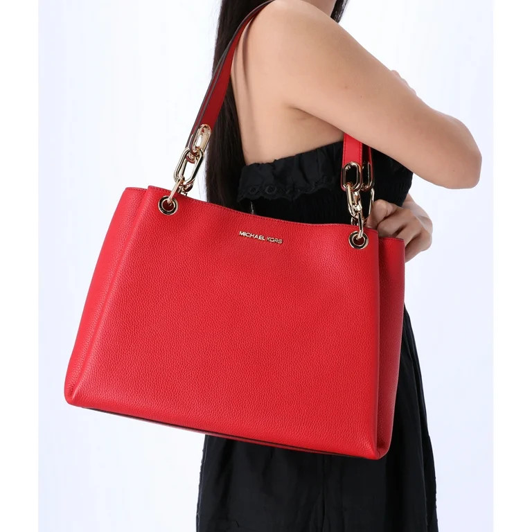 Michael Kors Trisha Large Triple Gusset Compartment Shoulder Tote Bright Red | Walmart (US)