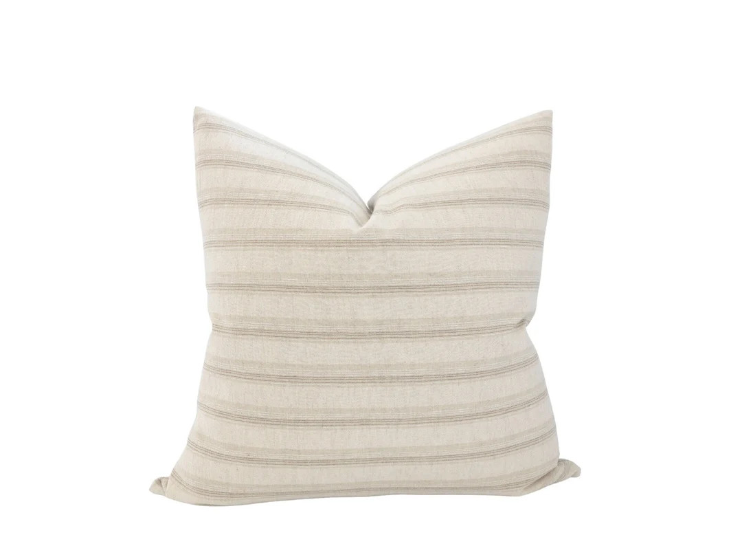 PEYTON  Neutral Stripe Pillow Cover Light Beige Stripe - Etsy | Etsy (US)